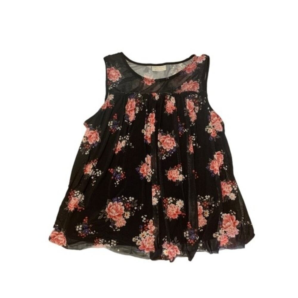 Bobbie Brooks Sleeveless Top‎ Floral Black Size 2X
